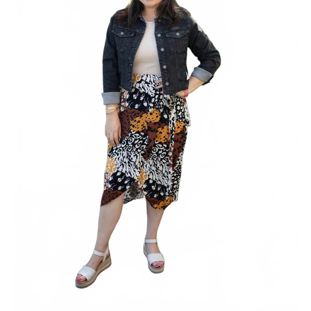 NEW APRICOT wrap midi skirt in mustard